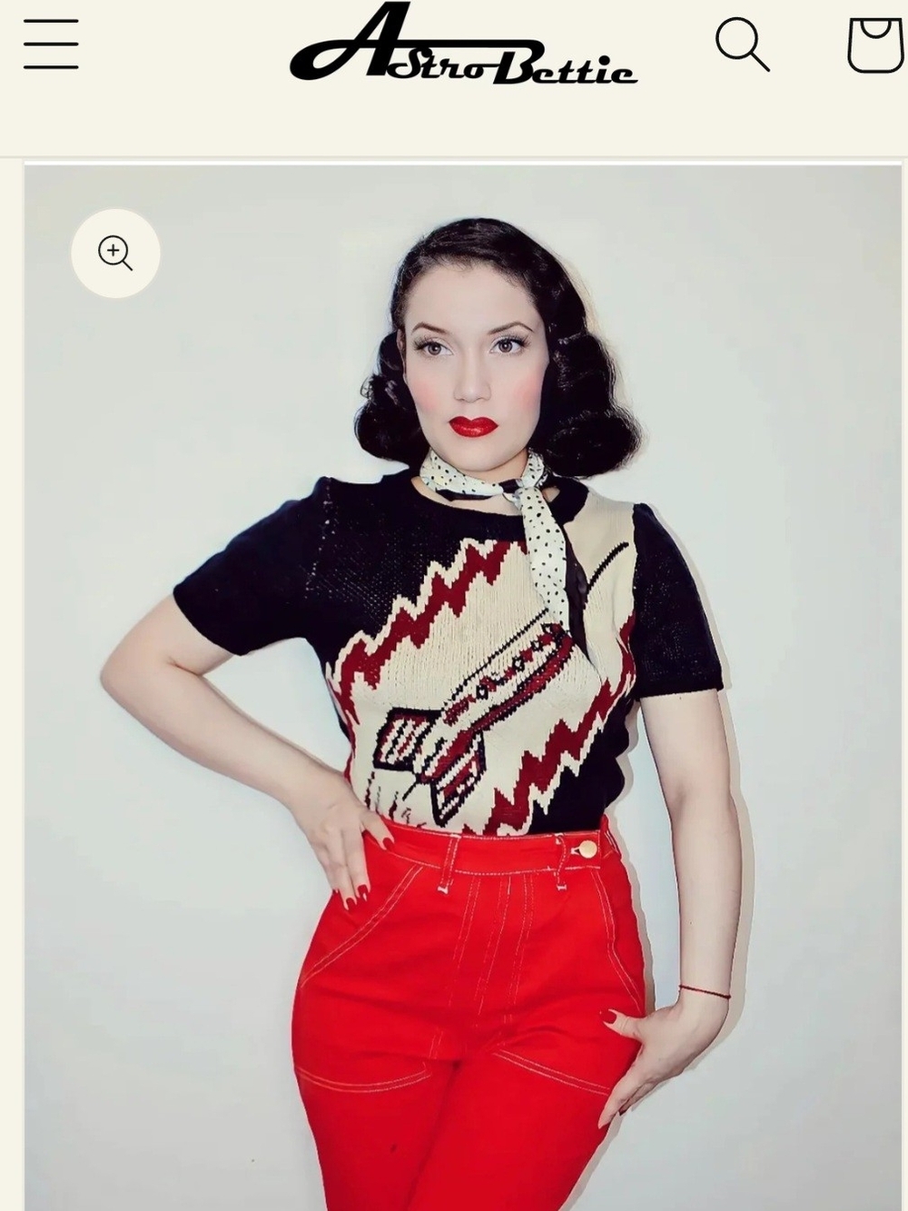 Black Knit Rocket Graphic Short Sleeve Sweater